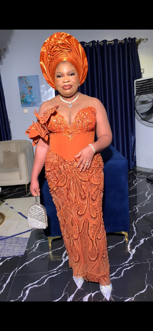 Faux Wrapper Dress, orange couture gown