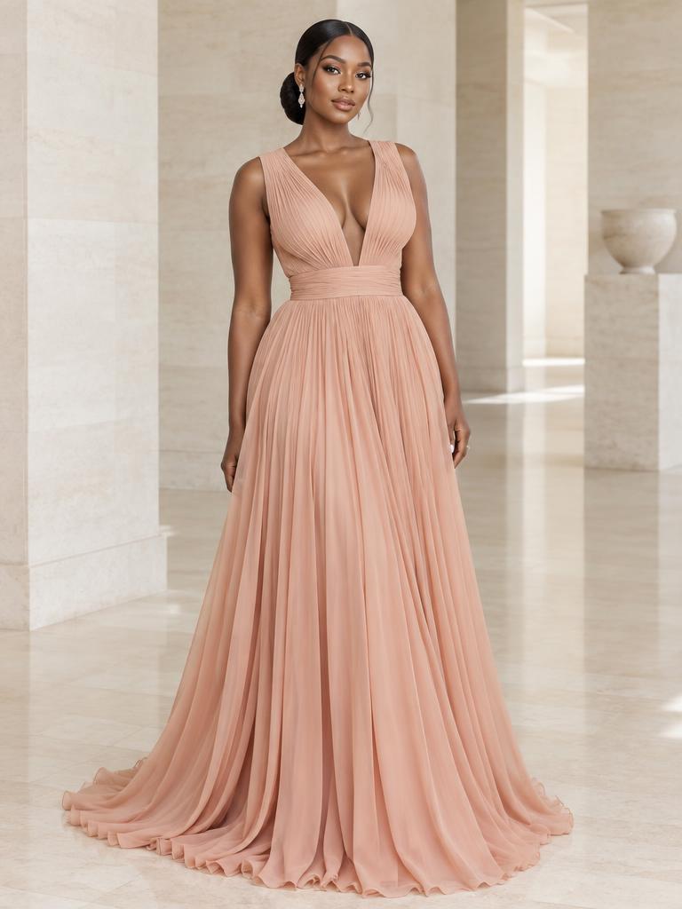 The Peach Reverie, peach couture gown